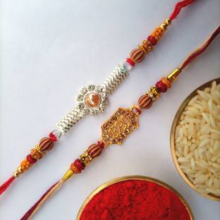 Sabdeshi Designer Designer Rakhi set B2 Assorted Chawal Roli Pack  Set