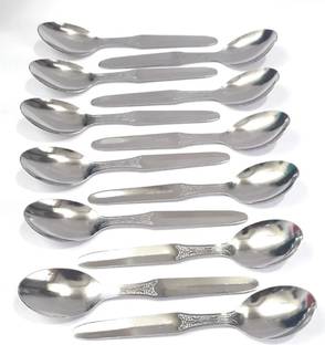 MedNet Pure stainless steel spoon, Fancy design spoon, Modern cutlery spoon, Steel Spoon , Silver finish steel spoon, with (Pack 12) Stainless Steel Table Spoon Set