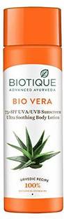 BIOTIQUE Sunscreen - SPF 50 PA+ Bio Vera 75+ UVA/UVB Sunscreen Ultra Soothing Body Lotion