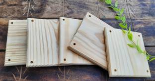 Pooja ki Potli Pack of 5 Wooden Plank/Board-for Macrame Wall Hanging Plant Hanger and Other Projects (5x5 inch) Pine Wood Veneer