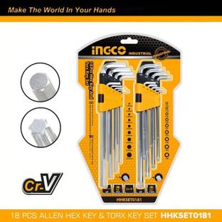 INGCO 18PCS LONG ALLENKEY & TORX KEY SET (HHKSET0181) Allen Key Set