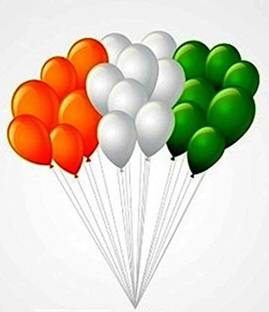 Wisdom Decor Solid Tringa Balloons Tri Color Orange, White & Green Balloon. Indian Flag Colour Balloons (Pack of 60) Balloon