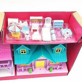 Just97 MOL Funny Doll House Play Set with Loving Family (Multicolor)