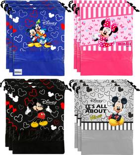 Billion Designer Disney Print 12 Piece Non Woven Travel Shoe Cover, String Bag Organizer (Black & Royal Blue & Grey & Pink) -HS_35_BILLION18085 HS_35_BILLION018085