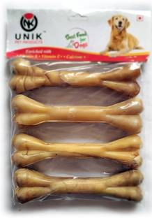 Unik Export Quality Digestible Calcium Treats Natural Pressed Bones 6 Inch 4 pcs (Pack of 4) Chicken Dog Chew Chicken Dog Treat