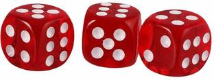 Brightstar Pack of 3 Transparent Acrylic Ludo Dice 16 mm Game Red Transparent Dice Board Game Accessories