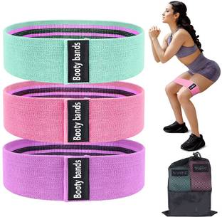 Leosportz Fabric Resistance Loop Bands for Exercise-3 Non Slip Exercise Booty Band Set Resistance Tube