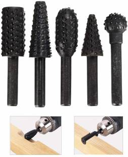 Futurekart rbs1 5pcs/set High Speed Steel Burr Drill Bit Set Wood Carving Rasps For Dremel Shank Burs Tools Cutting Tool Black Rotary Bit Set