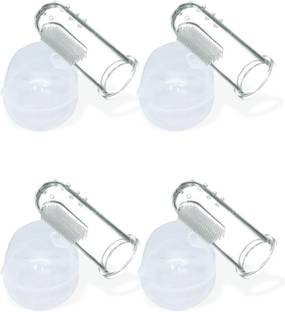 Littloo Finger Toothbrush | 100% Silicone | Great for Massaging & Cleaning Gums | Brush for Babies | Toddlers | Pack of 2 -Each contain 2 Soft Toothbrush