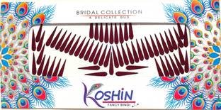 Koshin Dark Maroon Tilak Shape For Women Ladies Forehead Maroon Bindis