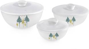 cello Opalware Mixing Bowl Royale Pine, Royale Mixing Bowl Set with Lid (500ml, 1000ml, 1500ml)