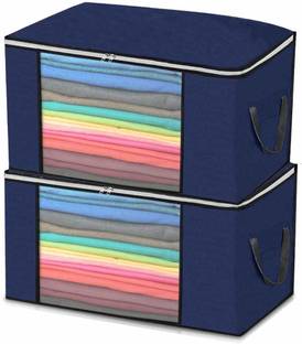 wini krafts 01 Blanket covers for blankets clothes and comforter underbed storage bags clothing organizer for wardrobe/closet, neavy blue (Pack of 2) 01