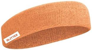 Glitter Non Slip Moisture Wicking Work Out Cotton Head Band For Men's & Women's Sweatband for Workout/ Sports Fitness/Exercise/Training/Running/Yoga- Pack of 1(Orange) Head Band