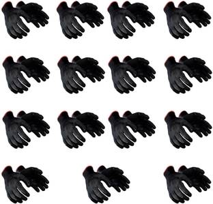 QTM 15 PAIR Nylon Nitrile Coated Anti Slip Grip Oil Resistant Industrial Working Hand Gloves Nitrile Safety Gloves. Multipurpose Cotton Daily Use Safety Hand Gloves Reusable Washable Grip Coating Anti Cut Resistant For Bike Riding Virus Protection Garden Gardening Heavy Duty Industrial Construction Work Nitrile  Safety Gloves