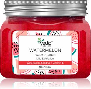 Vedic Naturals Watermelon Body Scrub 450gm | Tan Removal | Removes Dead Skin | Exfoliation | 100% Organic Scrub