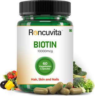 RONCUVITA Biotin 10000 mcg Maximum Strength, 60 Vegetarian Capsule for Hair, Skin and Nails