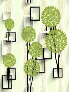 CRIMSON DECORS Vinyl Decorative Green, Multicolor Wallpaper