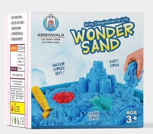 ARNIYAVALA Premium New Wonder Sand 500 grams Pink colour.Smooth & Soft sand for kids for hours of sand play,with 1 Big mould inside Art Clay