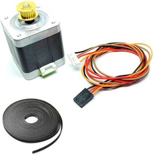 INVENTO 1Pcs Nema 17 5 Kg-cm Bipolar Stepper Motor with inbuilt 20 teeth GT2 Pulley + 2mtr GT2 Belt for CNC Robotics 3D Printer Automotive Electronic Hobby Kit
