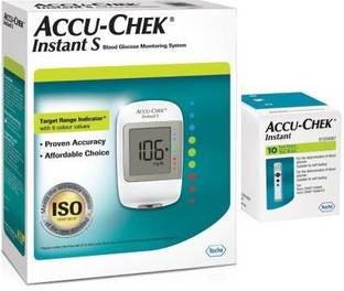 ACCU-CHEK Instant S Blood Sugar Glucose check machine with 10 Test Strip Glucometer