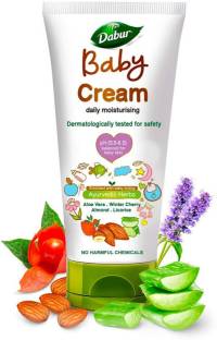 Dabur Baby Cream: pH 5.5 balanced for Baby Soft Skin with No Harmful Chemicals |Contains Aloevera , Licorice & Almonds |Hypoallergenic & Dermatologically Tested with No Paraben & Phthalates - 200 g