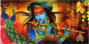 DivineDesigns 46 cm Abstract Art of Krishna Ji Vinyl Sticker Self Adhesive Sticker