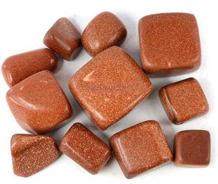 CRYSTU Natural Goldstone Brown Tumble Stone. Charged By Reiki Grandmaster & Vastu Expert(25-50 GM Approx) Polished Asymmetrical Crystal Stone