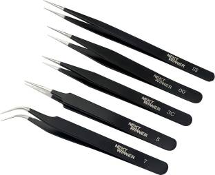 NEXT WINNER Precision Tweezers Set Stainless Steel Anti-Static Tweezers for Electronics, Laboratory Work, Jewelry-Making, Craft, Soldering (5PCS) Electronic Components Electronic Hobby Kit