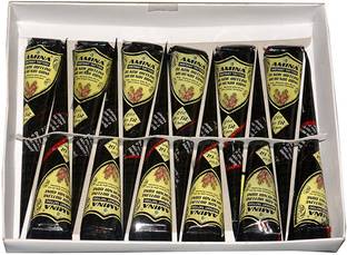 Amina Henna Instant Tatto Black Outline Mehndi / No Chemicals Dyes - Color Paste Cone (12 Cone) (1 Box) Natural Mehendi
