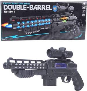 WISHKEY Double Barrel Electric Musical Gun Toy With Laser Light & Thrilling Sound For Kids, Fun Exciting Entertaining Action Game For Toddler & Kids
