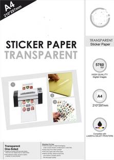 ShikharRetails 50 Sheets A4 Self-Adhesive Sticker Transparent (PVC) Paper for Inkjet Printer Self-Adhesive Paper Label