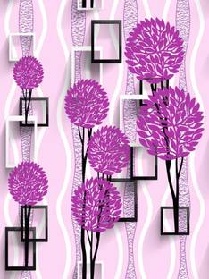 CRIMSON DECORS Decorative Maroon, Multicolor, White Wallpaper