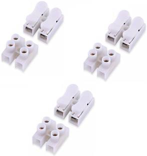 RPI SHOP 2 Way Quick Push Type Lock Electric Wire Connectors & 2 way Terminal Strip Screw Terminal Barrier Block, 2 Position, Insulated Electrical Wire Terminal Connector Each 5 Pcs Pack of 10 Pcs (White) terminal Block Wire Connector