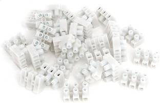 RPI SHOP - 3 Way Terminal Strip Screw Terminal Barrier Block, 3 Position Dual Row Type H Wire Connector, Insulated Electrical Wire Terminal Connector Pack of 90 Pcs (White) terminal Block Wire Connector