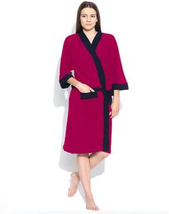 ELEVANTO Rani & blue Free Size Bath Robe