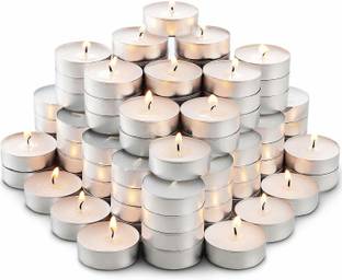 kigs enterprise 4-5 Hour Long Burning Unscented Tea Light Candles, Smokeless, Dripless & Long Lasting Paraffin Tea Candles for Home, Pool, Shabbat, Weddings & Emergencies (4-5 Hour Burning Time) (Pack of 100) Candle