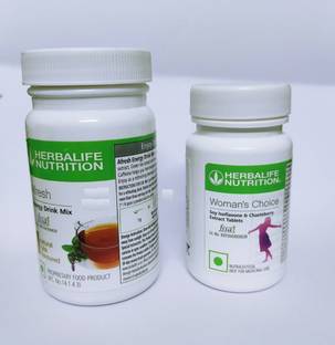 Herbalife Nutrition ENERGY DRINK MIX AFRESH TULSI (50g)+ WOMEN CHOICE (30 TABLET PACK OF 1 ) Plant-Based Protein