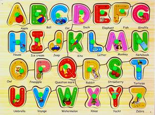 poksi Puzzle Wooden Learning Puzzle Holiday 26 Pc ABC Alphabetical Letter Educational Board Game Toy for Kids (ABC Alphabet)