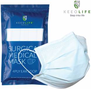 KEEOLIFE Surgical 4 Ply Face Mask KF-SM4-EL Water Resistant Surgical Mask With Melt Blown Fabric Layer