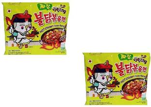Samyang Hot Chicken Ramen Noodles Jjajang-140 X2 Instant Noodles Non-vegetarian