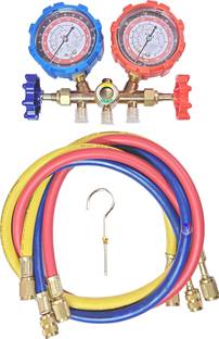 Mass Pro Analog Tire Pressure Gauge 1Set Manifold Gauge and Refrigerant Testing Charging Evacuation Set for Air Condition Tool Refrigeration