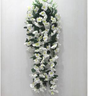 OM COLLECTIONS Artificial Creepers hanging flower White, Green, Black Lavender Artificial Flower  with Pot