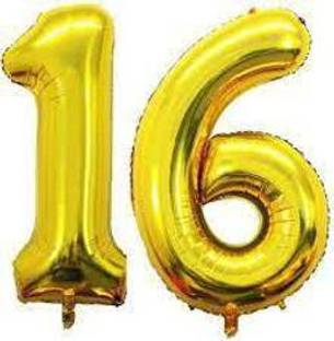 ShopTalk Solid 16 number foil balloon ( 16 inch ) Balloon