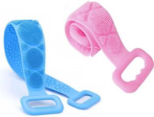 Misaki Silicone(PACK OF 2) Bath Body Brush,Exfoliating Long Body Back Scrubber for Shower