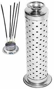 Eirene Stainless Steel Incense Stick Holder with Camphor Burner Agarbatti Stand with Karpor Dani Dhupkathi Stand for Home Office Temple (1PC) Stainless Steel Incense Holder