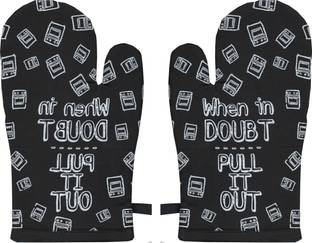CRAZYWEAVES Black, White Cotton Kitchen Linen Set