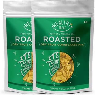 Healthy Treat Roasted Dry Fruit Cornflakes Mix 300 gm ( Pack of 2-150 gm each) | Oil free premium snack | Gluten free, Vegan