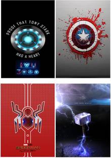 surmul 45.72 cm Marvel Logo Iron Man, Thor, Captain America, Poster Wall Sticker For Living Room Home White Abstract, 12x18 Inch Removable Sticker