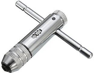 AASONS Racheting Tap Wrench M5 to M12 AASONS Adjustable T-Rod Handle Racheting Tap Wrench, Reversible Rachet Tap Holder, Tapping/Threading Tool Fit For HSS/Carbon Taps, Reamers, Screw Extractors & All Tools With A Square Shank (M5 to M12) Single Sided Rachet Wrench