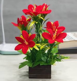 Litleo Great For Home Or Office Decoration or birthday Gift, Table Top Bonsai Artificial Plant with wooden Pot Bonsai Wild Artificial Plant  with Pot